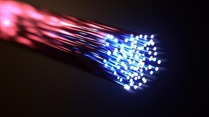 Obraz premium a 3D fiber internet icon Bright and colorful fiber optic background with glowing spots, creating a futuristic and energetic design ideal for a digital wallpaper or vibrant party atmosphere