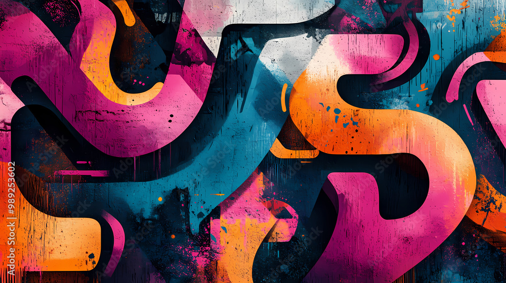 Wall mural this creative banner of urban culture mixes graffiti art with city vibes, and element of main concep