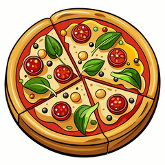 Savor the Flavors: Whole Pizza Loaded with Fresh Tomatoes, Cheese, Basil, and Onions