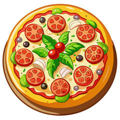 Savor the Flavors: Whole Pizza Loaded with Fresh Tomatoes, Cheese, Basil, and Onions