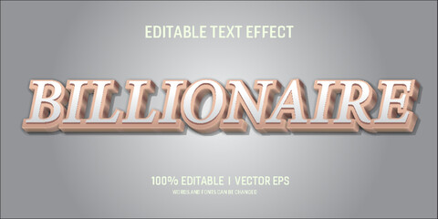 editable Billionaire vector text effect with modern style design