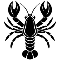 Minimalistic Lobster Silhouette Vector: Hand-Drawn Crayfish Illustration for Seafood Restaurants