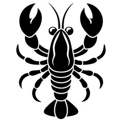 Minimalistic Lobster Silhouette Vector: Hand-Drawn Crayfish Illustration for Seafood Restaurants