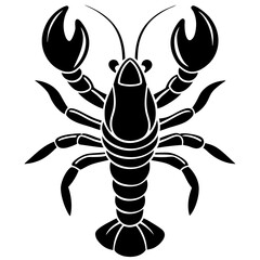Minimalistic Lobster Silhouette Vector: Hand-Drawn Crayfish Illustration for Seafood Restaurants