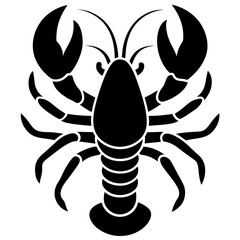 Minimalistic Lobster Silhouette Vector: Hand-Drawn Crayfish Illustration for Seafood Restaurants