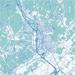 Map of Saint-Jerome in Canada in a professional blue style. Contains layered vector with roads water, parks, etc.