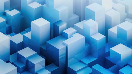 Fototapeta premium Blue and white cubes stacked on abstract background in simple design. After soft gradient. Cube arrangement. Architecture design. Architecture. 