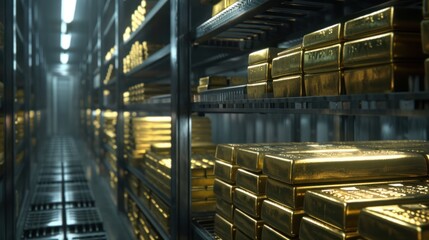 Gold Bars in a Vault
