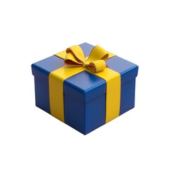 Obraz premium Blue Gift Box with Yellow Ribbon