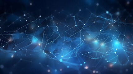 Abstract Blue Glowing Polygonal Mesh Network