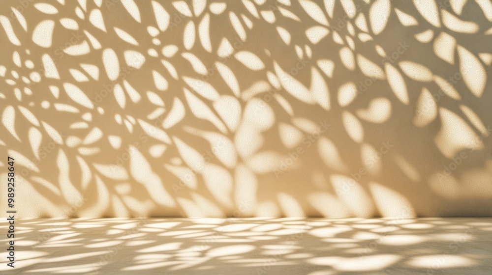 Poster shadow overlay of abstract patterns on a soft cream wall background, adding a creative and artistic 