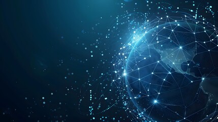 Obraz premium Glowing Network Earth Globe Abstract Background