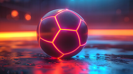 Naklejka premium Neon Glow Sphere 3D Illustration
