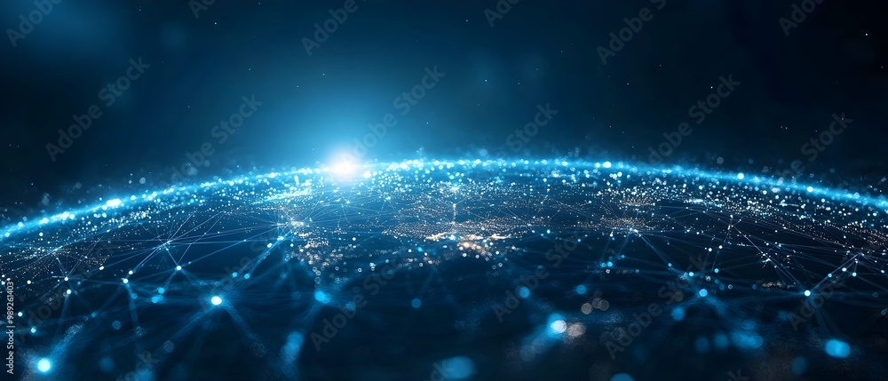 Poster photography concept visualizing the foundation of global online connectivity and data exchange withi