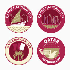 Obraz premium Set of Modern label Qatar National Day