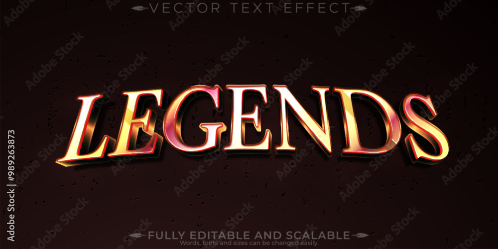 Poster Legend editable text effect, editable metallic and hero text style