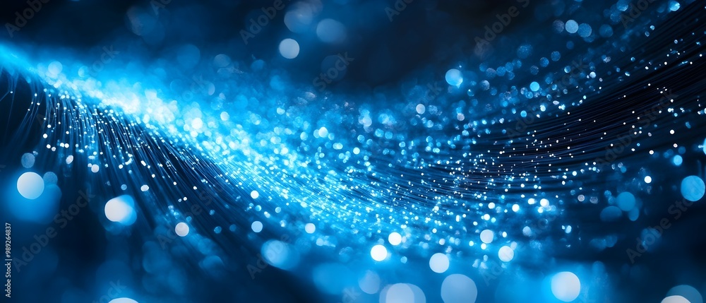 Poster fiber optic data transfer in telecommunication networks highlighting the speed and efficiency of mod