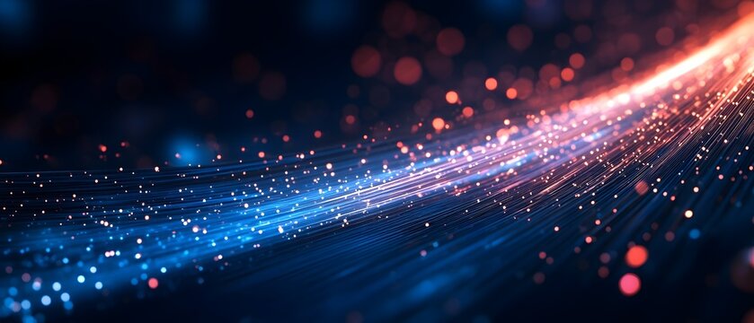 Fiber Optic Broadband Telecommunication Concept Showcasing the Speed and Reliability of High Speed Internet Access Provided Through Optical Fibers  Photography with Copy Space for Text
