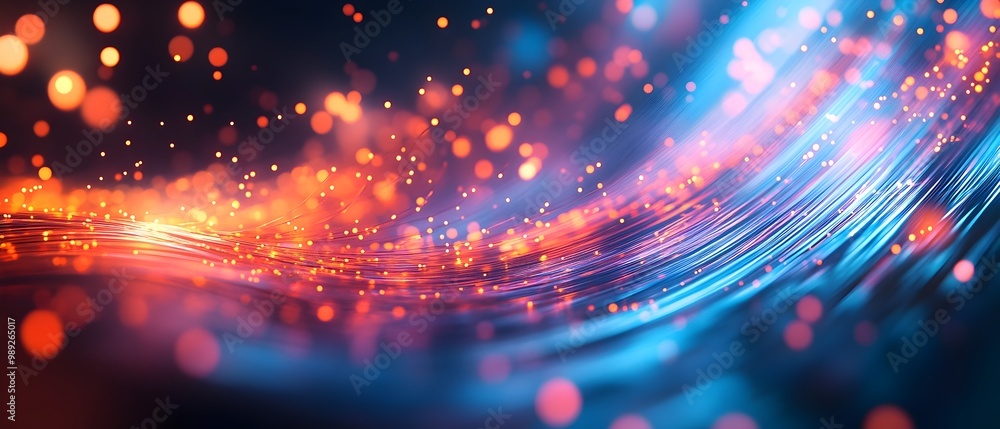 Poster fiber optic communication visualization high speed and efficient data transfer through optical fiber