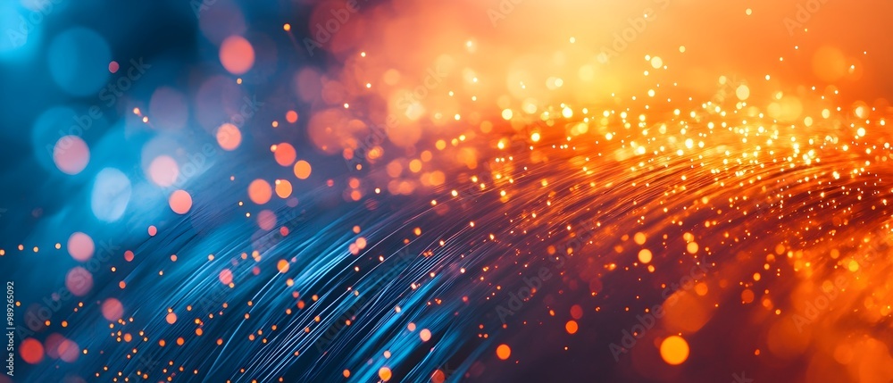 Poster fiber optic data transfer in telecommunication showcasing the speed and reliability of data transmis