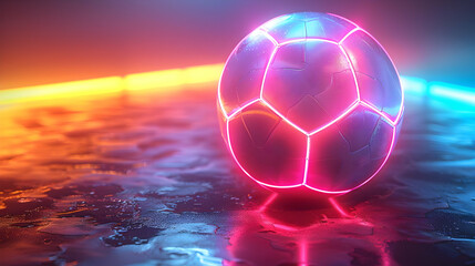 Naklejka premium Neon Soccer Ball 3D Illustration