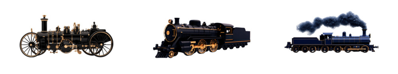 Fototapeta premium Steam engine illustration on transparent background