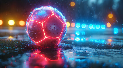 Futuristic Ball in Rain 3D Illustration