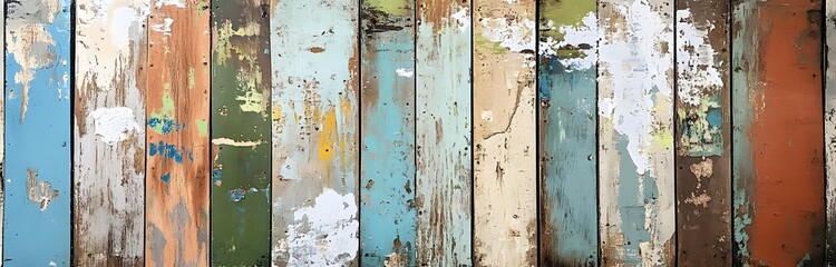 Abstract Oil Painting of Weathered Wooden Paneling