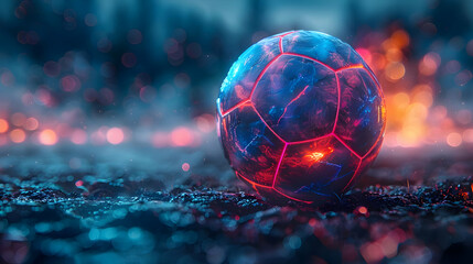 Naklejka premium Glowing Soccer Ball 3D Illustration