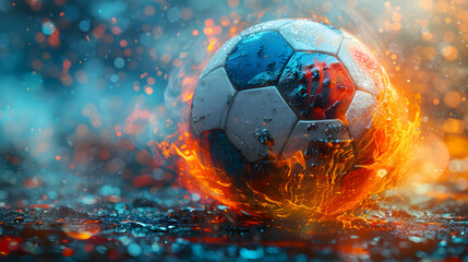 Fototapeta premium Fiery Soccer Ball 3D Illustration
