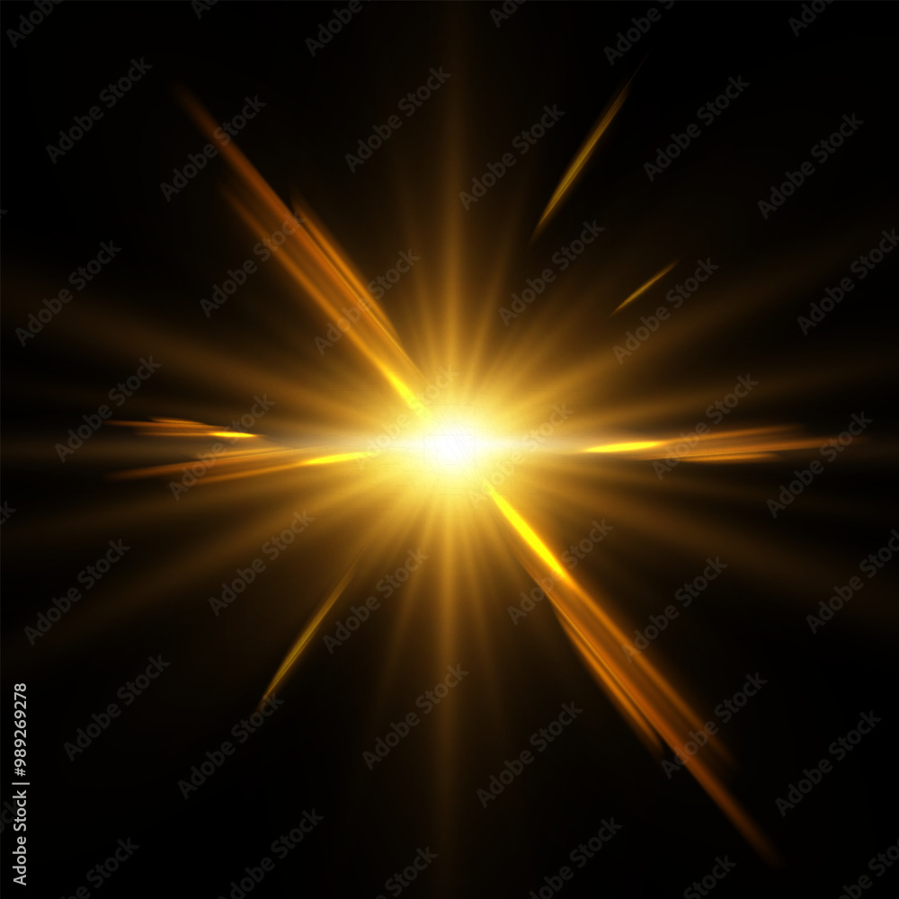Aufkleber sun on a transparent background with rays and glare vector illustration.