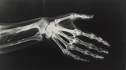 Obraz premium Detailed X-Ray Image Showing Hand with Splint for Medical Diagnosis