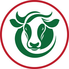 Green Cow Head Logo Icon
