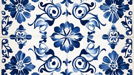 Traditional Chinese Blue & White Tile Pattern