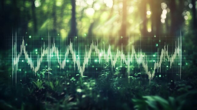 Vibrant Jungle Soundscape with Glowing Waveform - Powered by Adobe
