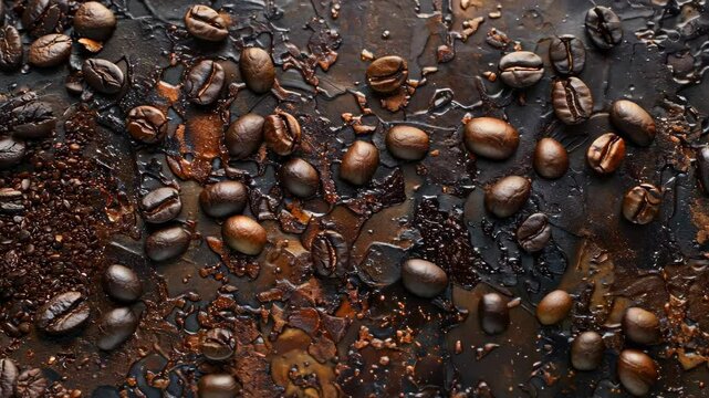 Exploring the rich textures and colors of roasted coffee beans on a dark surface