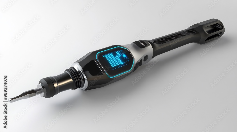 Poster futuristic torx screwdriver digital display precise torque control adaptive tips fit various fastene