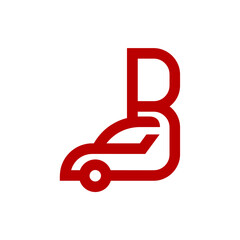 a logo combination of a letter or alphabet or number with car in red color