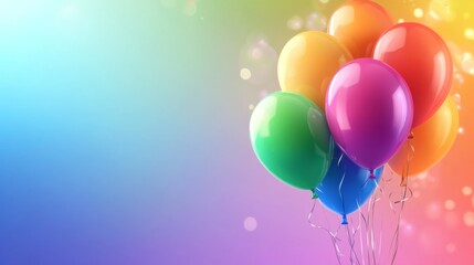 A cheerful collection of bright balloons with text space on a colorful background.