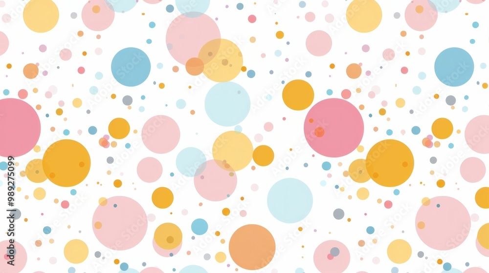 Poster abstract colorful circles on a white background, featuring a playful arrangement of overlapping and 