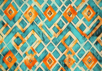 Intricate Geometric Turquoise & Orange Pattern