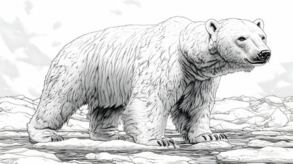Polar Bear Illustration on Ice