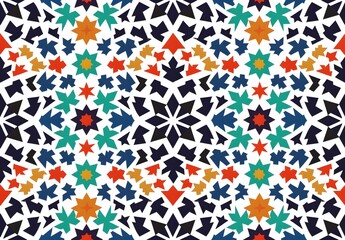 Colorful Geometric Islamic Pattern with Stars