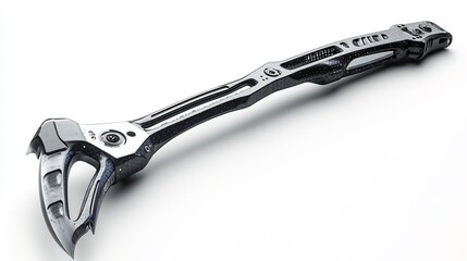 Obraz premium Futuristic crowbar lightweight carbonfiber construction integrated sensors optimal leverage points fully visible white plain background emphasizing its advanced design for demolition and prying tasks