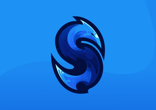 S-Water Letter Mascot Icon