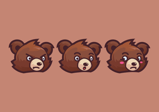 Cute Brown Bear Head Mascot