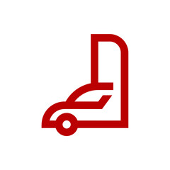 a logo combination of a letter or alphabet or number with car in red color