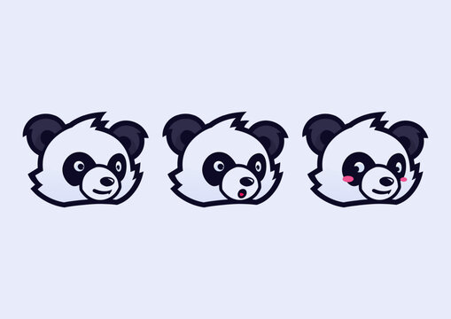 Cute panda head mascot emoticon