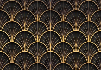 Art Deco Seamless Pattern With Arches And Lines