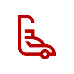 a logo combination of a letter or alphabet or number with car in red color